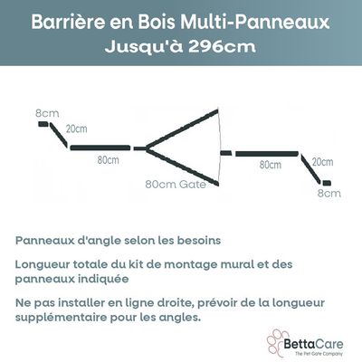 Bettacare Barrière Bois Multi-panneaux 296cm x 76cm