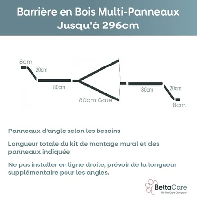 Bettacare Barrière Bois Multi-panneaux 296cm x 76cm Bettacare Barrière Bois Multi-panneaux 296cm x 76cm