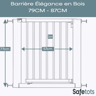 Safetots Barrière Élégante Bois Blanc, Ouverture Extra Large