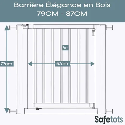 Safetots Barrière Élégante Bois Blanc, Ouverture Extra Large Safetots Barrière Élégante Bois Blanc, Ouverture Extra Large