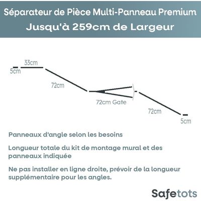 Safetots Séparateur Multi-panneau 70 cm Haut Jusqu'à 259 cm Noir