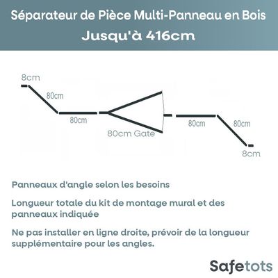 Safetots Séparateur Multi-panneaux Bois 76 cm Hauteur, Jusqu'à 416 cm