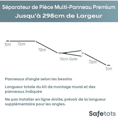 Safetots Séparateur Multi-panneau 70 cm Gris, Jusqu'à 298 cm