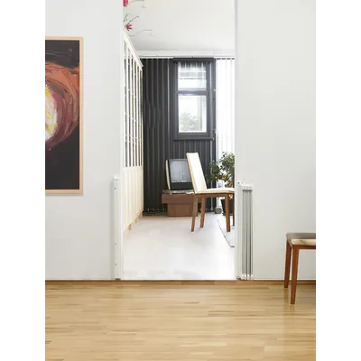 Bettacare Barrière Automatique Pliante Rétractable, 55–89 cm, Blanc