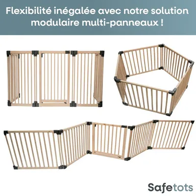 Safetots Barrière Multi-panneau Bois avec Porte 76cm Safetots Barrière Multi-panneau Bois avec Porte 76cm