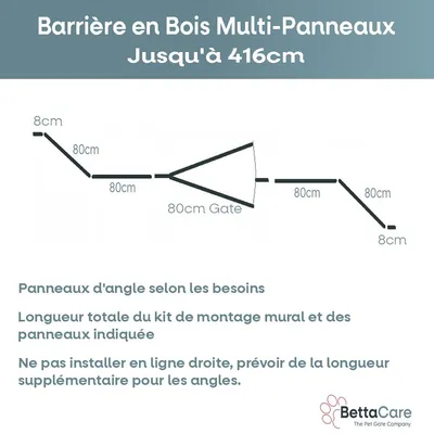 Bettacare Barrière En Bois Multi-panneaux 416cm x 76cm Bettacare Barrière En Bois Multi-panneaux 416cm x 76cm