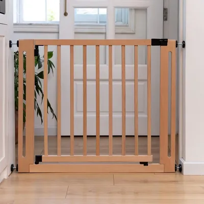 Safetots Barrière Élégante Bois Naturel 73cm, 125cm-133cm Safetots Barrière Élégante Bois Naturel 73cm, 125cm-133cm