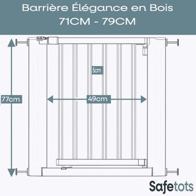 Safetots Barrière Élégante En Bois Blanc, 71cm - 79cm