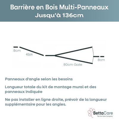 Bettacare Barrière en bois multi-panneaux 136cm x 76cm