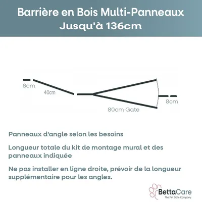 Bettacare Barrière en bois multi-panneaux 136cm x 76cm Bettacare Barrière en bois multi-panneaux 136cm x 76cm
