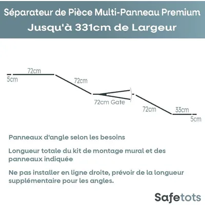 Safetots Séparateur multi-panneaux 331 cm, 70 cm, Blanc