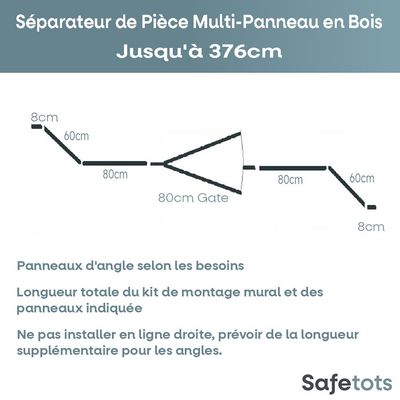 Safetots Séparateur Multi-panneaux Bois 76cm Hauteur, Jusqu'à 376cm Largeur