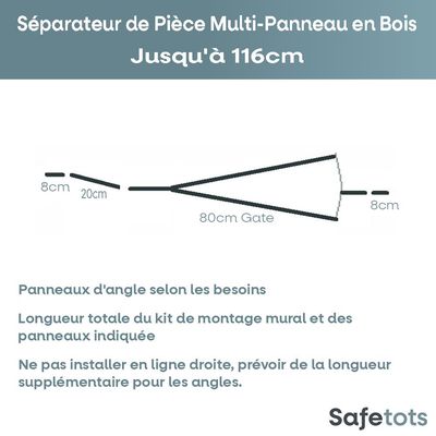 Safetots Séparateur Multi-panneau Bois, jusqu'à 116 cm x 76 cm