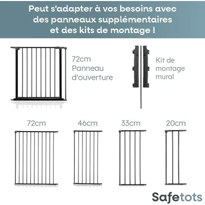 Safetots Barrière Sécurité Enfant Noir Multi-Panneaux 128 cm
