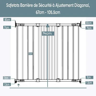 Safetots Barrière de Sécurité Escalier Blanc Multi-Panneaux 148 cm