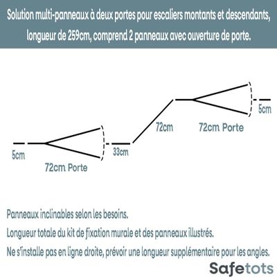 Safetots Barrière Multi-Panneaux 2 Portillons Blanc 259 cm