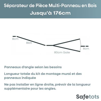 Safetots Barrière Multi-panneaux Bois avec Porte 176x76 cm