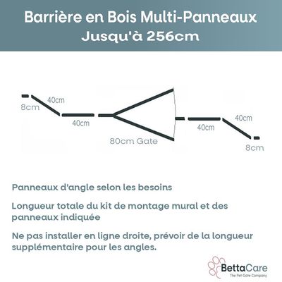 Bettacare Barrière en bois multi-panneaux 256 x 76 cm