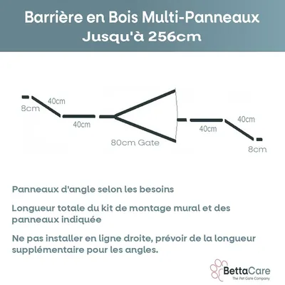 Bettacare Barrière en bois multi-panneaux 256 x 76 cm Bettacare Barrière en bois multi-panneaux 256 x 76 cm