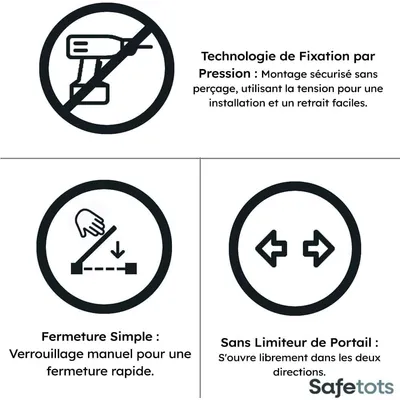 Safetots Barrière Élégante Bois Blanc, Ouverture 73cm, Réglable 125–133cm