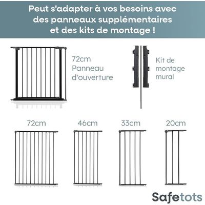Safetots Barrière Sécurité Enfant Noir Multi-panneaux 67-122 cm