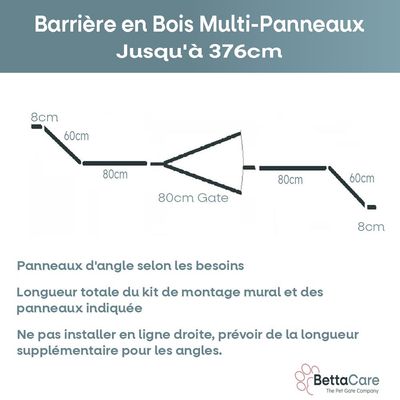 Bettacare Barrière En Bois Multi-panneaux 376cm x 76cm