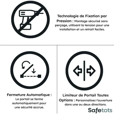 Safetots Barrière Extra Haute Elite 207‑216 cm 96,8 cm Blanc Mat