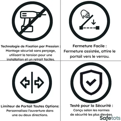 Safetots Barrière Sécurité Barre de Seuil Extra Basse 75–82 cm Blanc