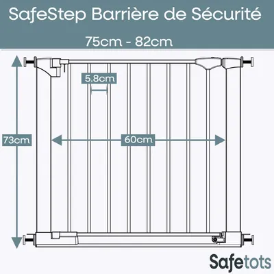 Safetots Barrière Sécurité Barre de Seuil Extra Basse 75–82 cm Blanc