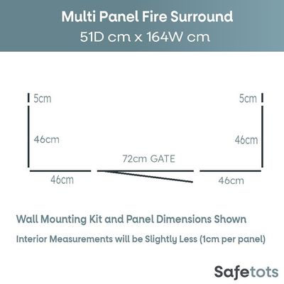 Safetots Garde-feu Multi-panneaux 51 cm x 164 cm, 70 cm H, Gris