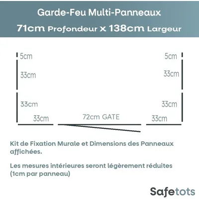 Safetots Pare-feu Multi-panneaux 71 x 138 x 70 cm Noir