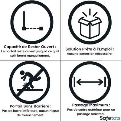 Safetots Barrière Haut Escalier Metal 62,5-106,8 cm Noir