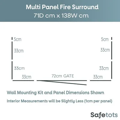 Safetots Pare‑feu Multi‑panneaux 71 x 138 cm, 70 cm de hauteur, Gris