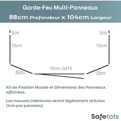 Safetots Garde-feu Multi-panneaux 88 x 104 x 70 cm Gris