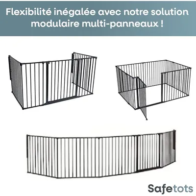 Safetots Garde-feu Multi-panneaux 69 cm x 118 cm, 70 cm Hauteur, Noir