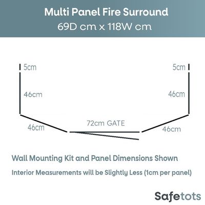 Safetots Garde-feu Multi-panneaux 69 cm x 118 cm, 70 cm Hauteur, Noir