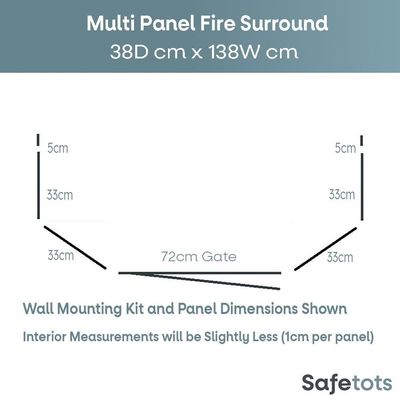 Safetots Pare-feu Multi-panneaux 49 cm x 105 cm, 70 cm de hauteur, Gris