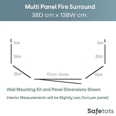 Safetots Pare-feu Multi-panneaux 49 cm x 105 cm, 70 cm de hauteur, Gris