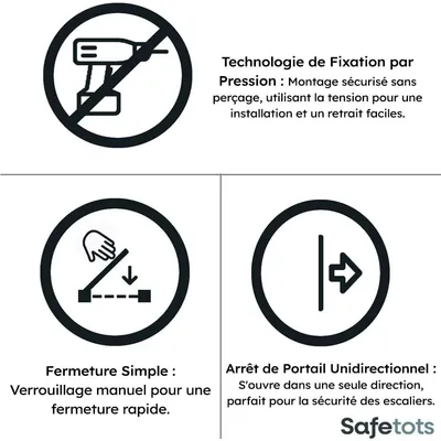 Safetots Barrière Métal Extra Haute Pression 68,5–75 cm 104 cm Blanc Safetots Barrière Métal Extra Haute Pression 68,5–75 cm 104 cm Blanc