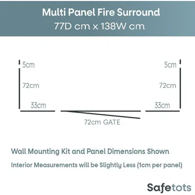 Safetots Pare-feu Multi-panneaux 77 cm x 138 cm, 70 cm hauteur, gris