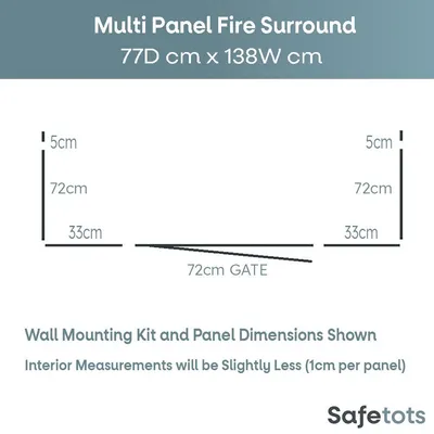 Safetots Pare-feu Multi-panneaux 77 cm x 138 cm, 70 cm hauteur, gris