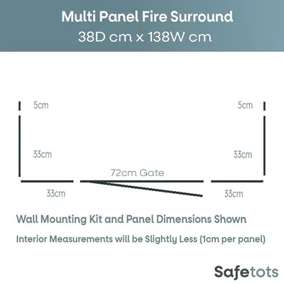 Safetots Garde-feu Multi-panneaux 38x138 cm, 70 cm H, Gris