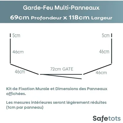 Safetots Garde-feu Multi-panneaux 69 cm x 118 cm, Gris