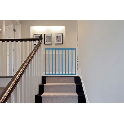 Safetots Barrière pour Haut d'Escaliers en Bois 63,5–105,5 cm Bleu Azur