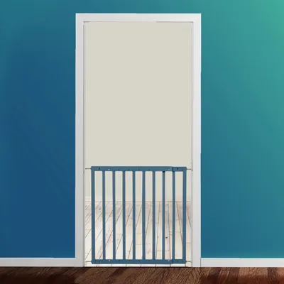 Safetots Barrière pour Haut d'Escaliers en Bois 63,5–105,5 cm Bleu Azur