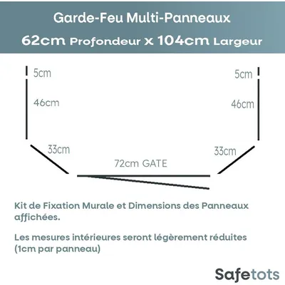 Safetots Garde-feu Multi-panneaux 62 x 104 x 70 cm Noir