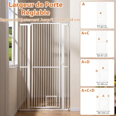 GIANTEX Barrière de Sécurité Chien sans Perçage H 171cm,Réglable 77-104 cm