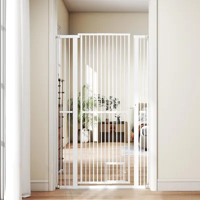 GIANTEX Barrière de Sécurité Chien sans Perçage H 171cm,Réglable 77-104 cm