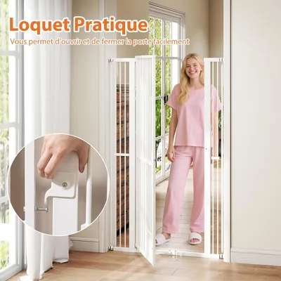 GIANTEX Barrière de Sécurité Chien sans Perçage H 171cm,Réglable 77-104 cm