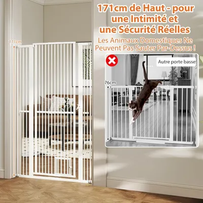 GIANTEX Barrière de Sécurité Chien sans Perçage H 171cm,Réglable 77-104 cm
